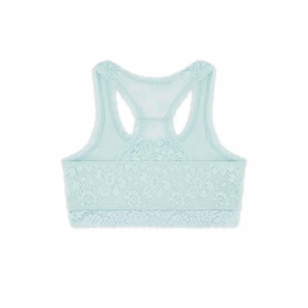 Lot Of 2 Justice White Mint Full Coverage Racerback Lace Girls Bralette Size 30